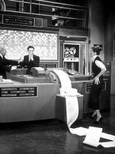 Early IT disasters: Katherine Hepburn is (elegantly) dismayed by Spencer Tracy's computer innovations in the 1957 film Desk Set.